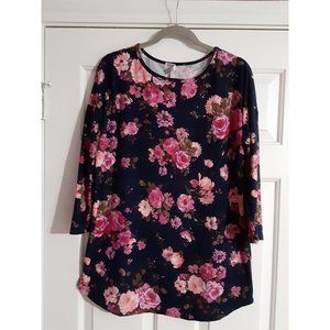 Honey & Lace Piphany Long Sleeve Floral Top LG Polyester